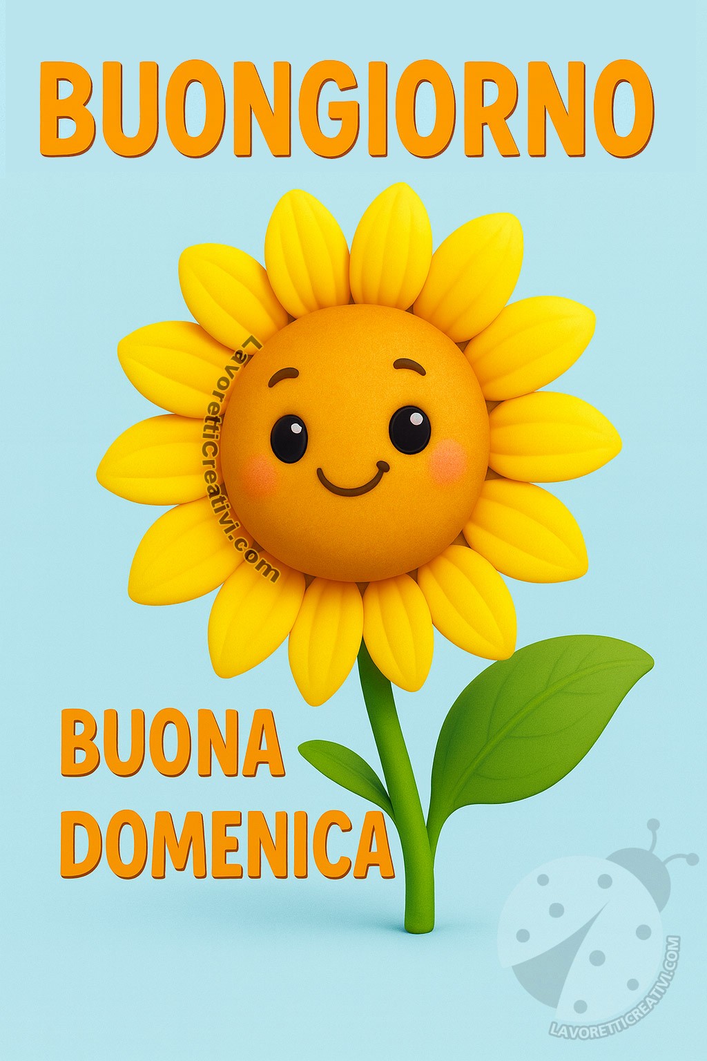 Immagine Buona Domenica con girasole cartoon sorridente