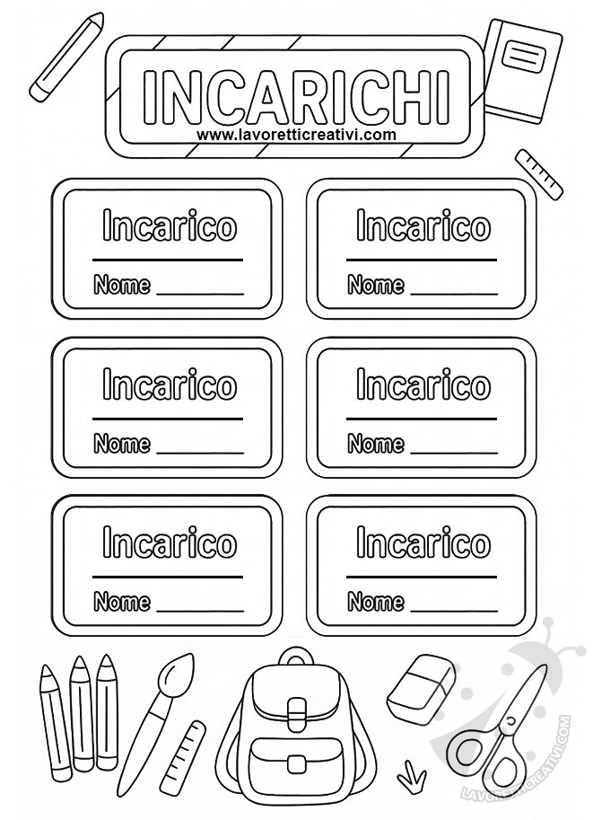 cartellone degli incarichi schema