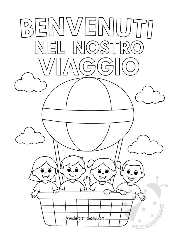 disegno bambini in mongolfiera