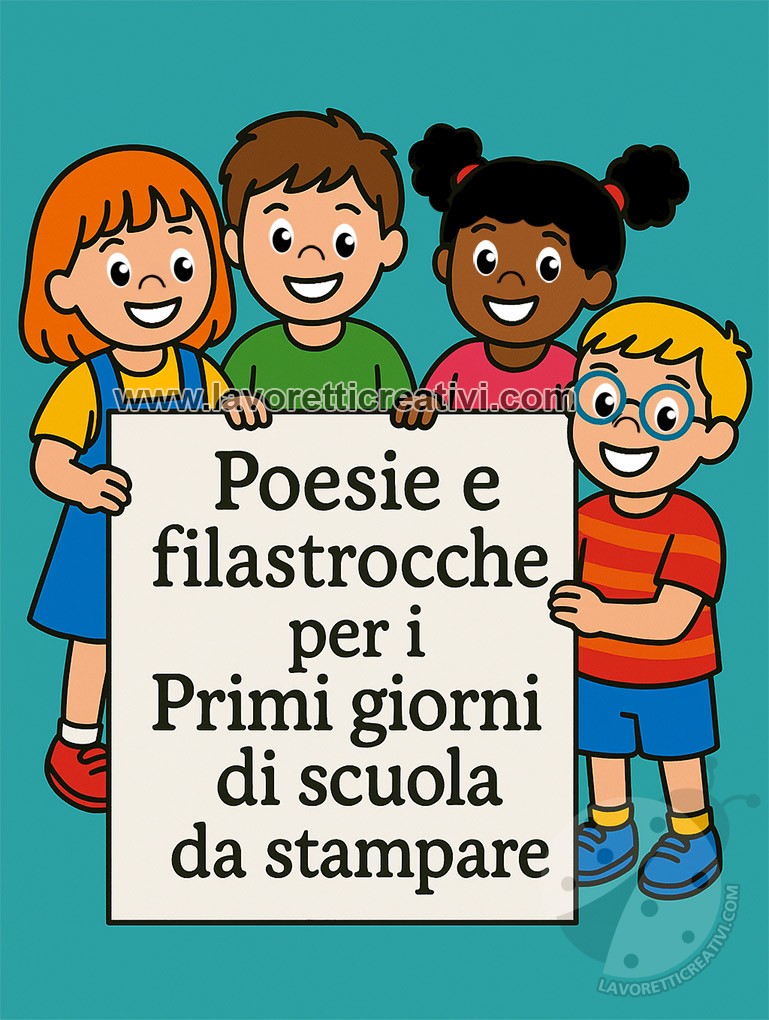 Poesie e filastrocche primi giorni di scuola con cornice da colorare