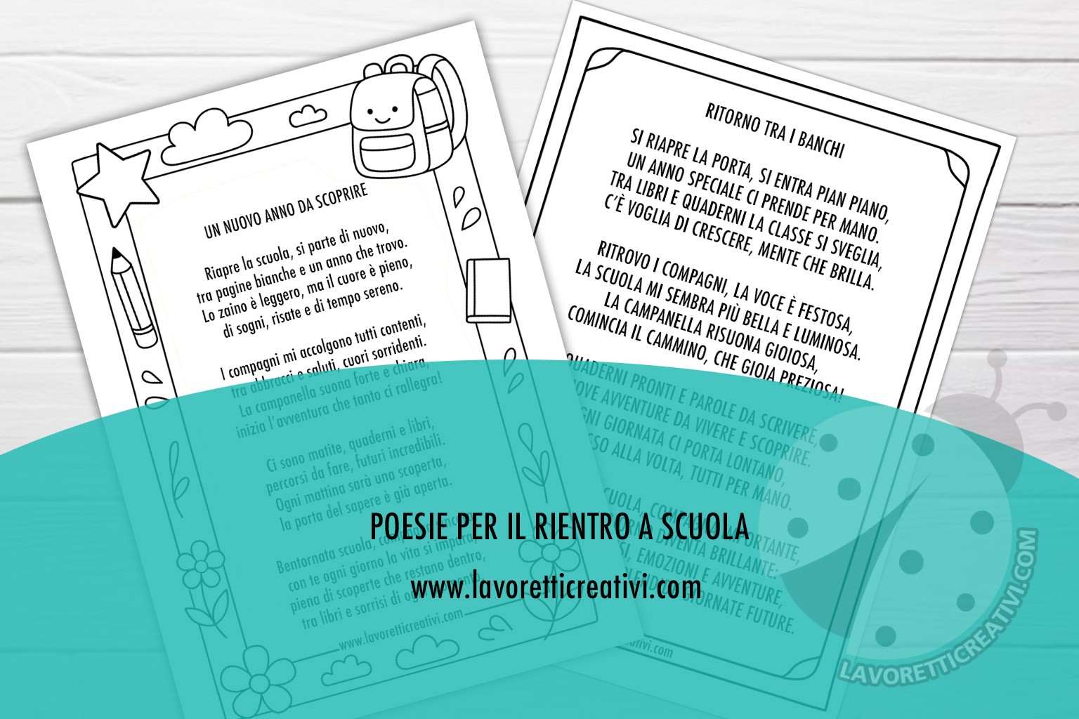 poesie per rientro a scuola primaria con cornici da colorare