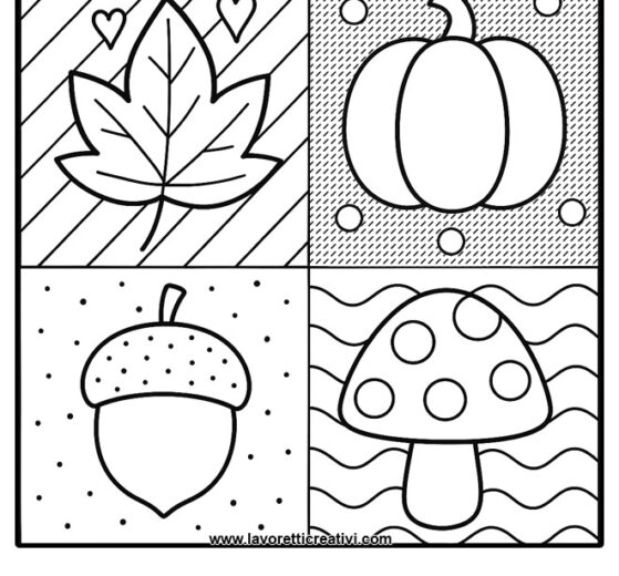 Decorazione quadrata a tema autunno da colorare 8 Decorazione quadrata tema autunno