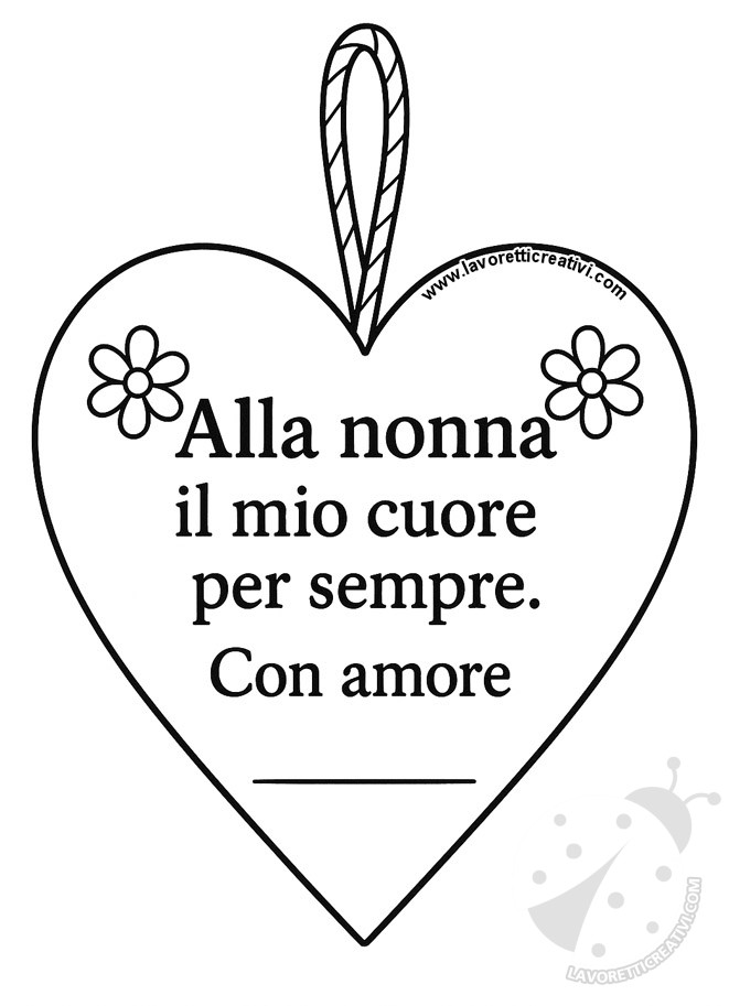 Cuori fai da te per nonni da stampare e colorare 7 cuore nonna disegno