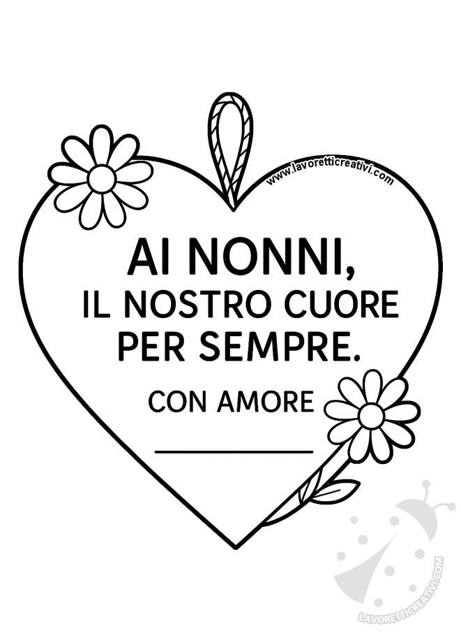 Cuori fai da te per nonni da stampare e colorare 8 cuore nonni disegno
