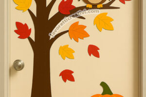 decorazione porta in autunno
