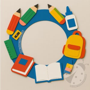 Ghirlanda con materiale scolastico