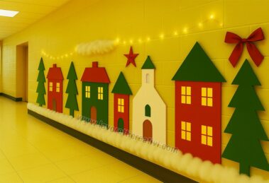 Villaggio di Natale per il corridoio scuola 11 decorazione natalizia corridoio scuola