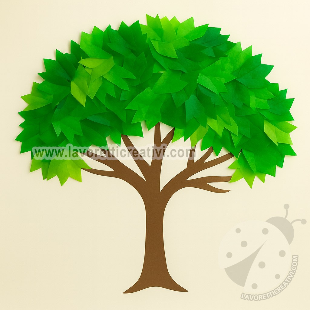 Alberi con carta velina 8 albero parete scuola