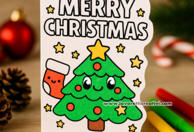 biglietto natale kawaii da colorare