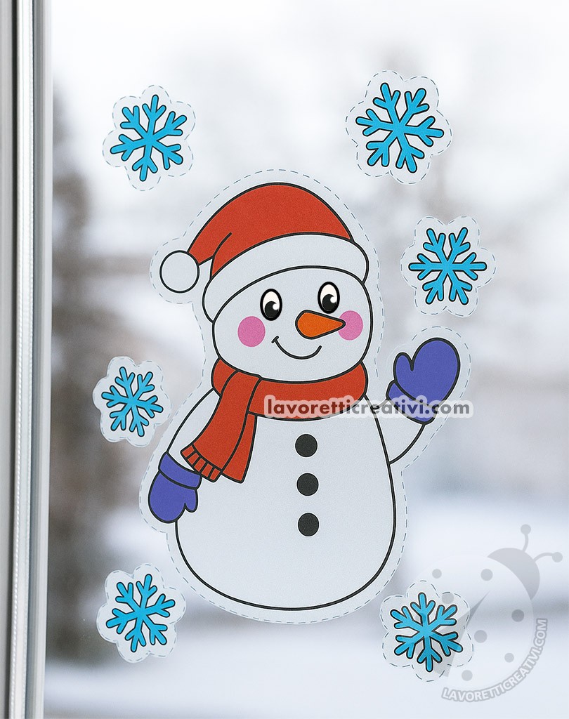pupazzo neve decorazione finestra