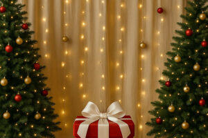 set fotografico natalizio pacco regalo