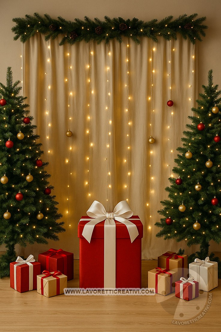 set fotografico natalizio pacco regalo