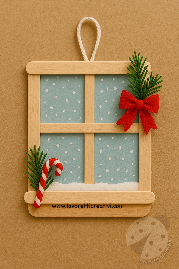 Finestra natalizia con stecchi di gelato 7 decorazione finestra stecchi gelato