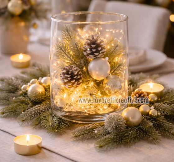 vaso di luci natalizie centrotavola