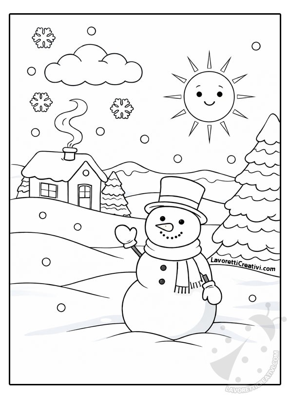 Paesaggio invernale con pupazzo di neve 8 paesaggio invernale con pupazzo neve