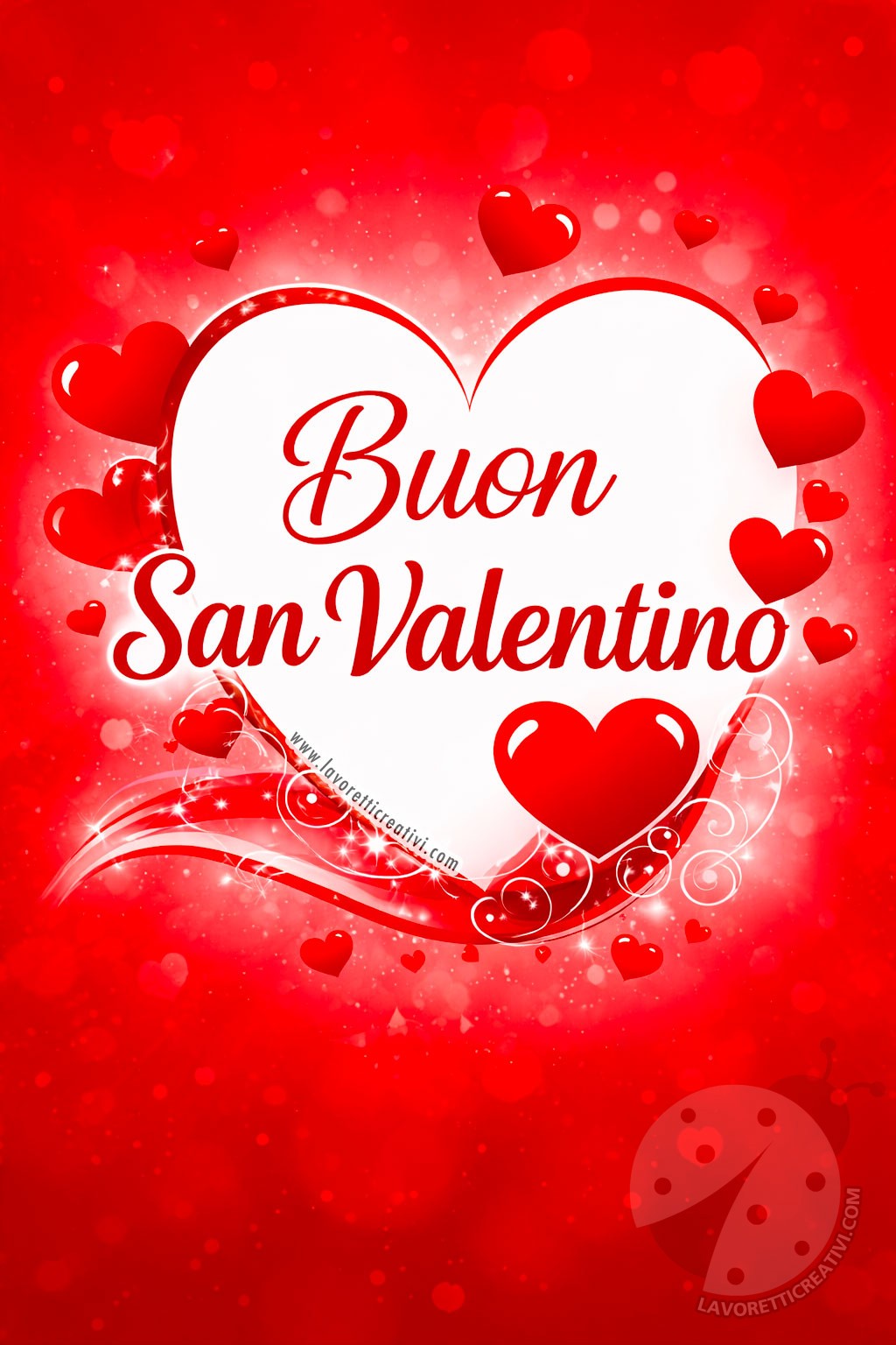 immagine buon san Valentino per whatsapp con cuori rossi