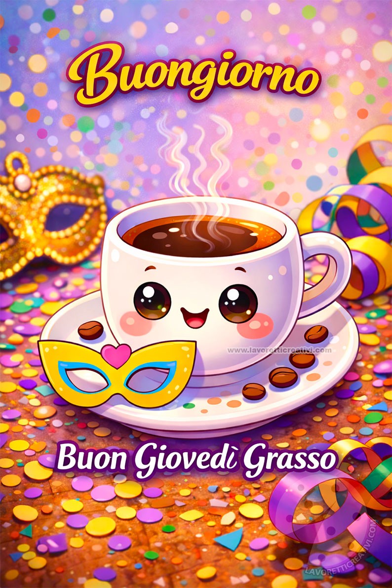 Buongiorno e Buon Giovedì Grasso con tazzina da caffè