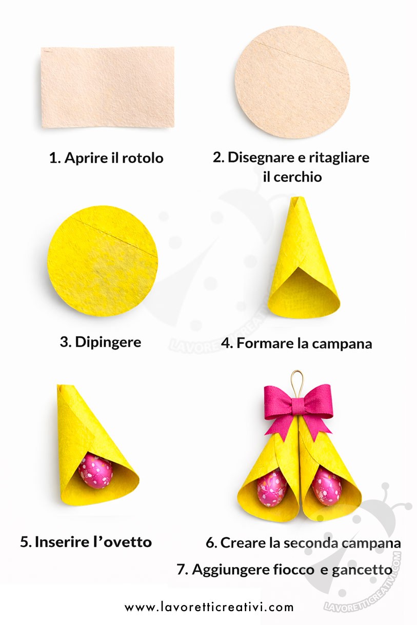 campane di pasqua con rotoli di carta copia
