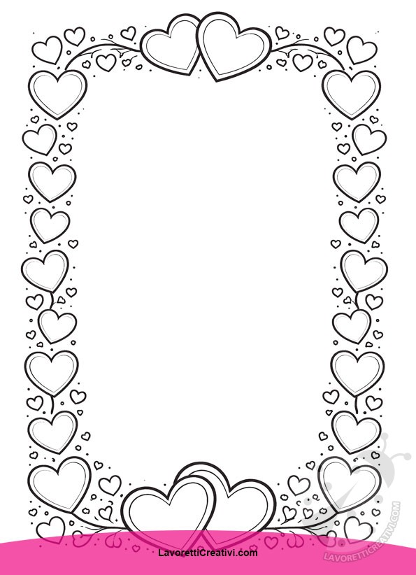 cornice di cuori da colorare