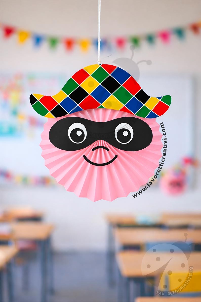 Rosone Arlecchino da appendere per Carnevale 10 decorazione di carnevale con arlecchino