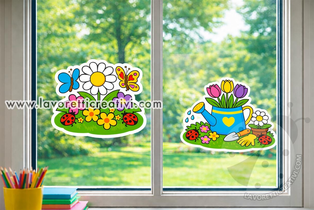 Immagini a colori di primavera per bambini 8 decorazioni primavera a colori per finestre