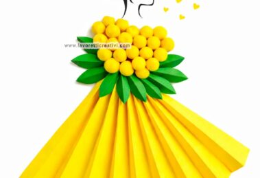 donna con vestito di mimosa