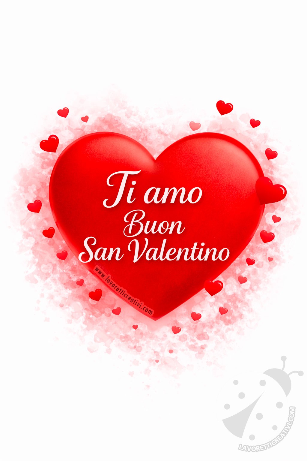 Immagini Buon San Valentino per WhatsApp con cuore rosso e scritta Ti amo