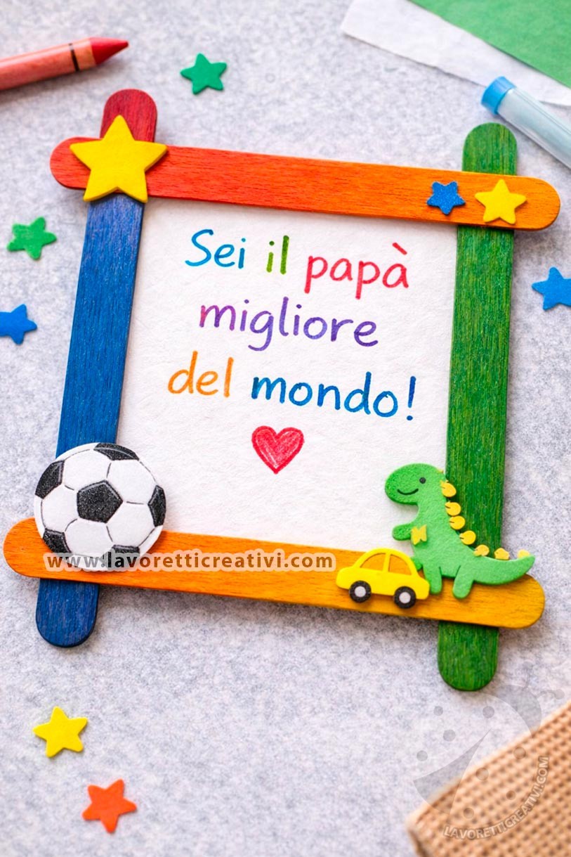 Quadretti per il Papà fatti a mano 8 quadretto con bastoncini di legno per papa musica