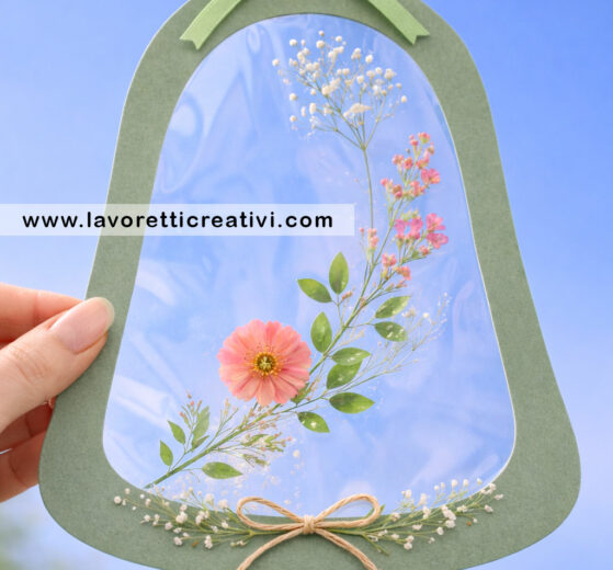 campana acchiappa sole con fiori pressati