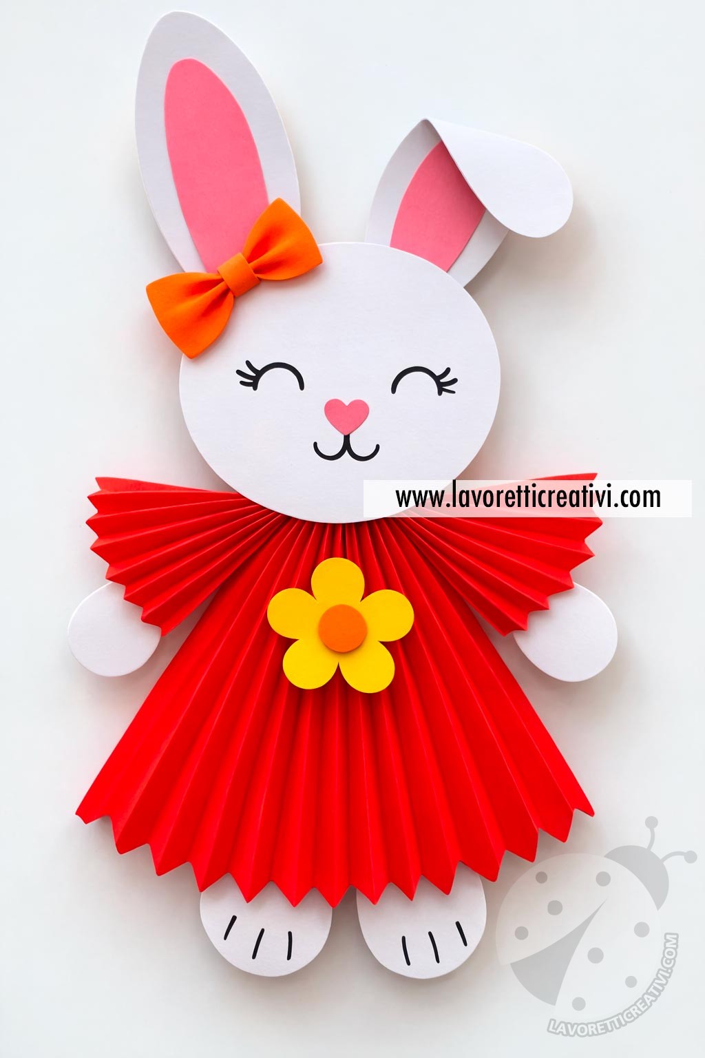 coniglietta pasquale carta vestito fisarmonica