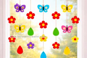 decorazione primavera arcobaleni e farfalle