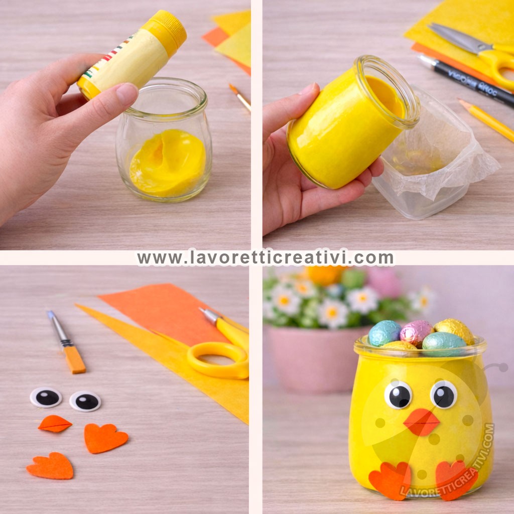 pulcino vasetto di vetro passaggi