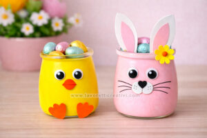 vasetti di vetro decorati per pasqua