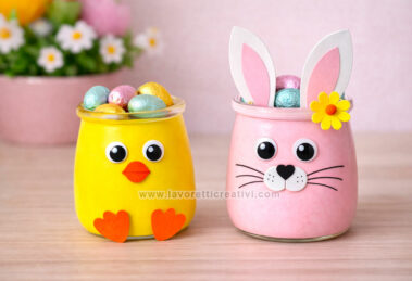vasetti di vetro decorati per pasqua