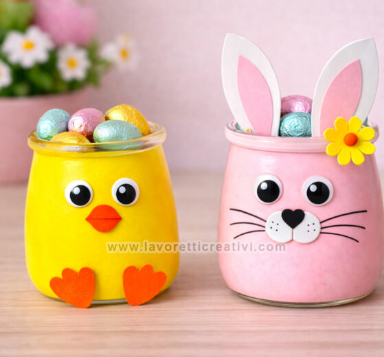 vasetti di vetro decorati per pasqua