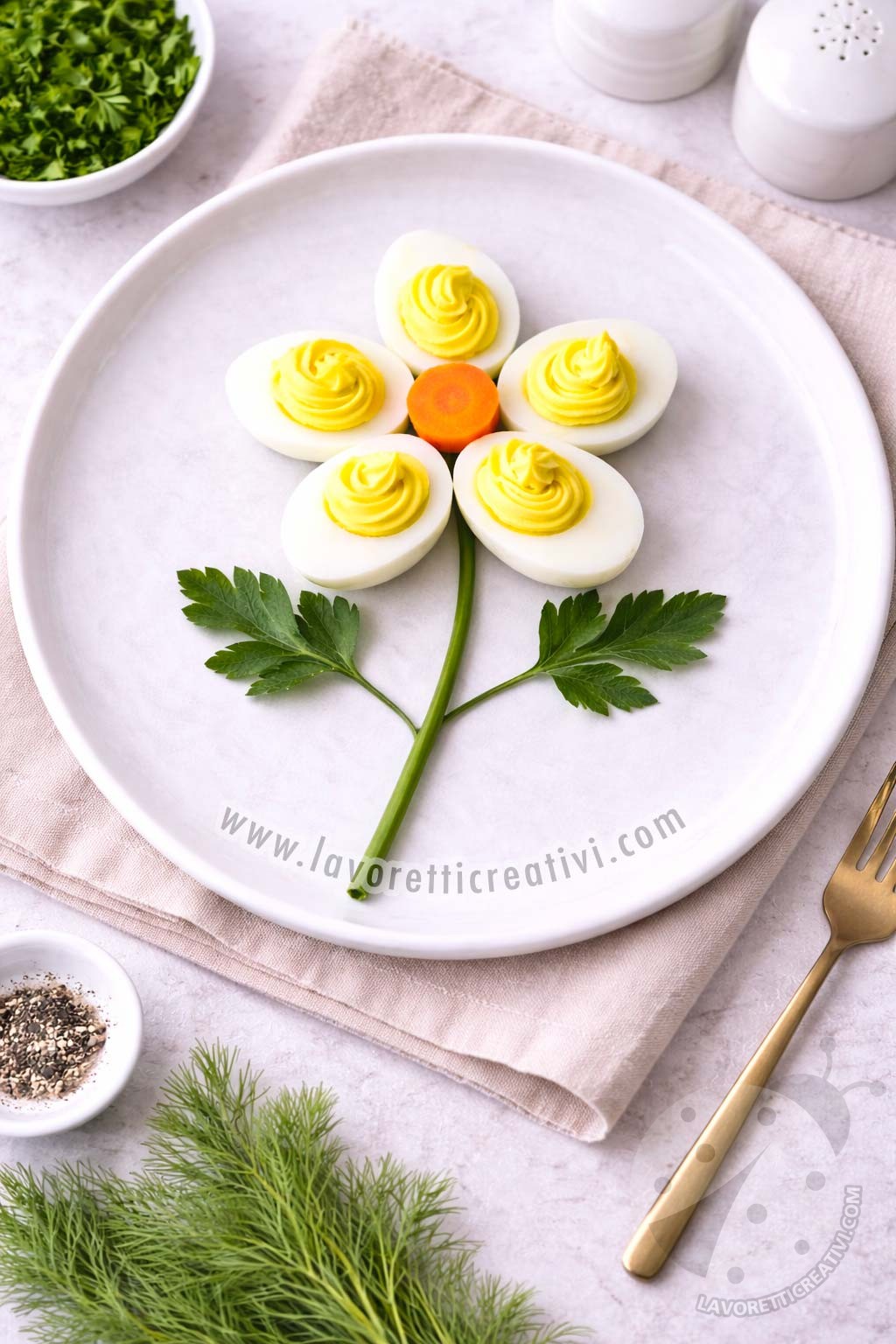 antipasti fiore con uova sode