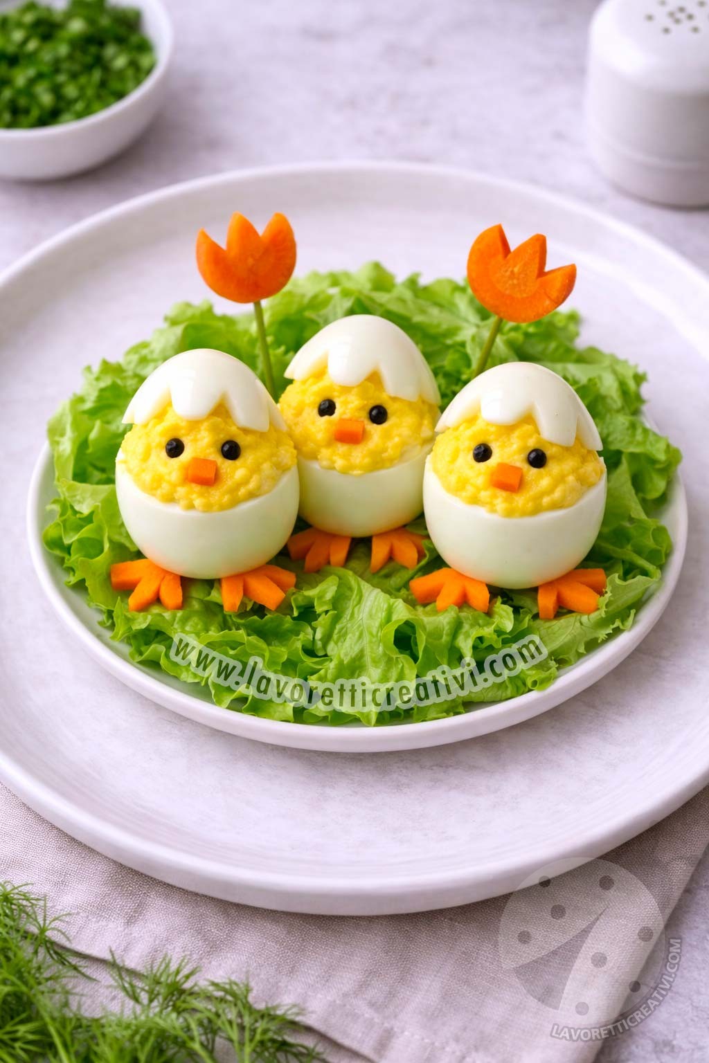 antipasti pulcini uova sode