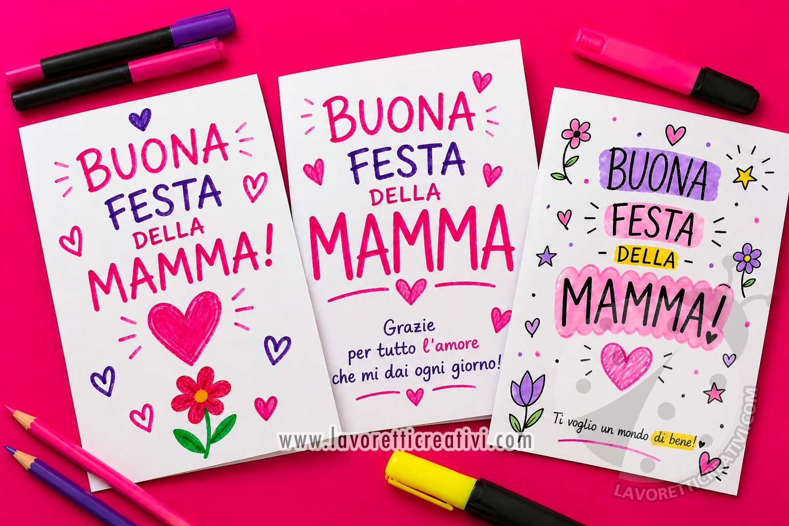 biglietti con scritte a mano libera per mamma