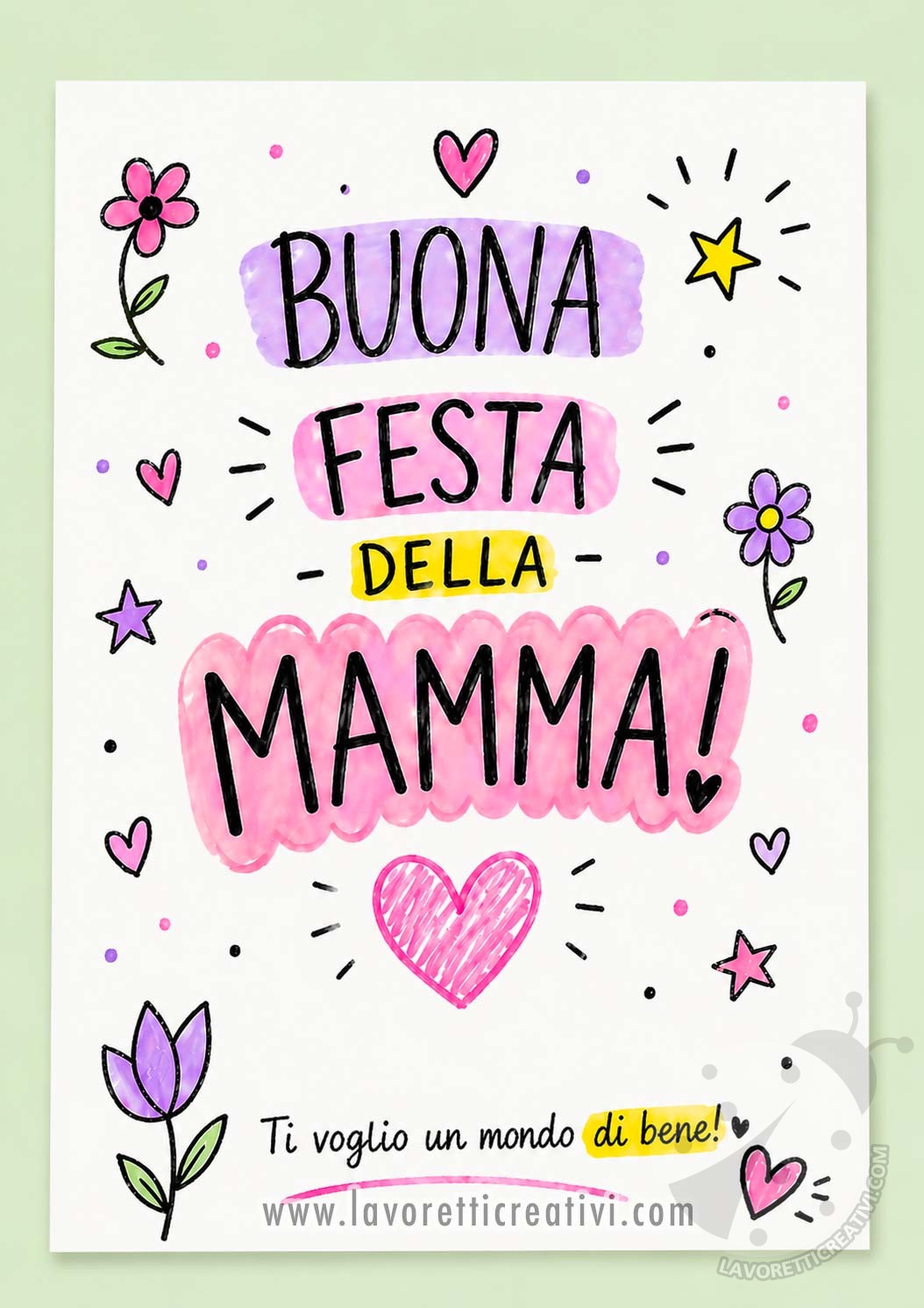 biglietto doodle con i pennarelli per la mamma