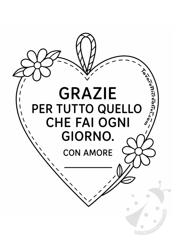 cuore con frase per la mamma da colorare