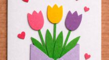 biglietto busta lettere con tulipani