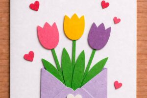 biglietto busta lettere con tulipani