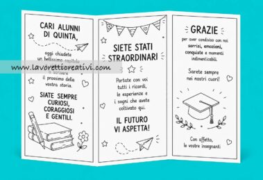biglietto fai da te per fine anno classe quinta