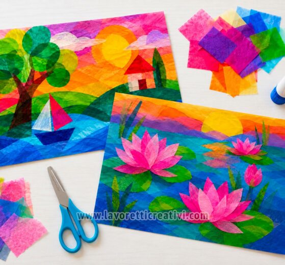 collage con carta velina