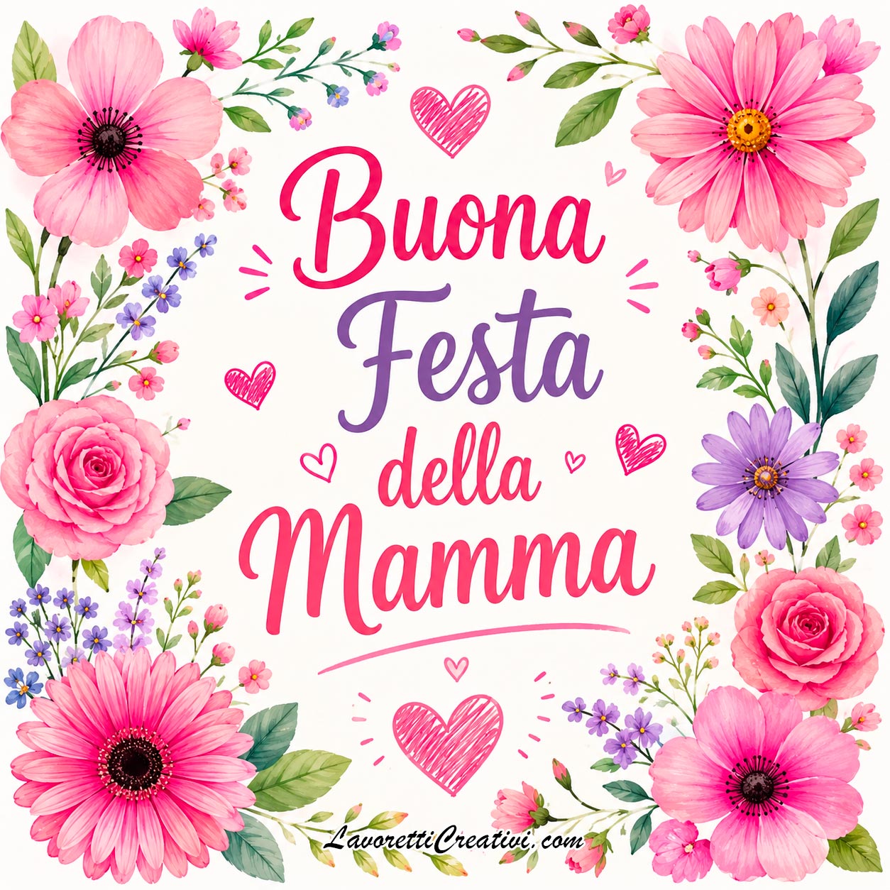 immagine buona festa mamma con fiori colorati