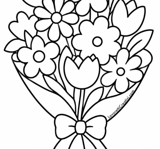 mazzo di fiori da colorare