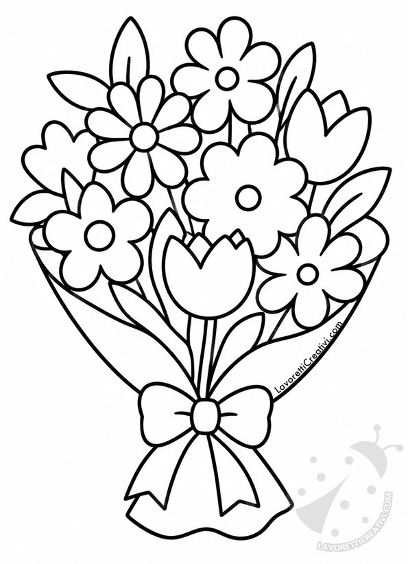 mazzo di fiori da colorare