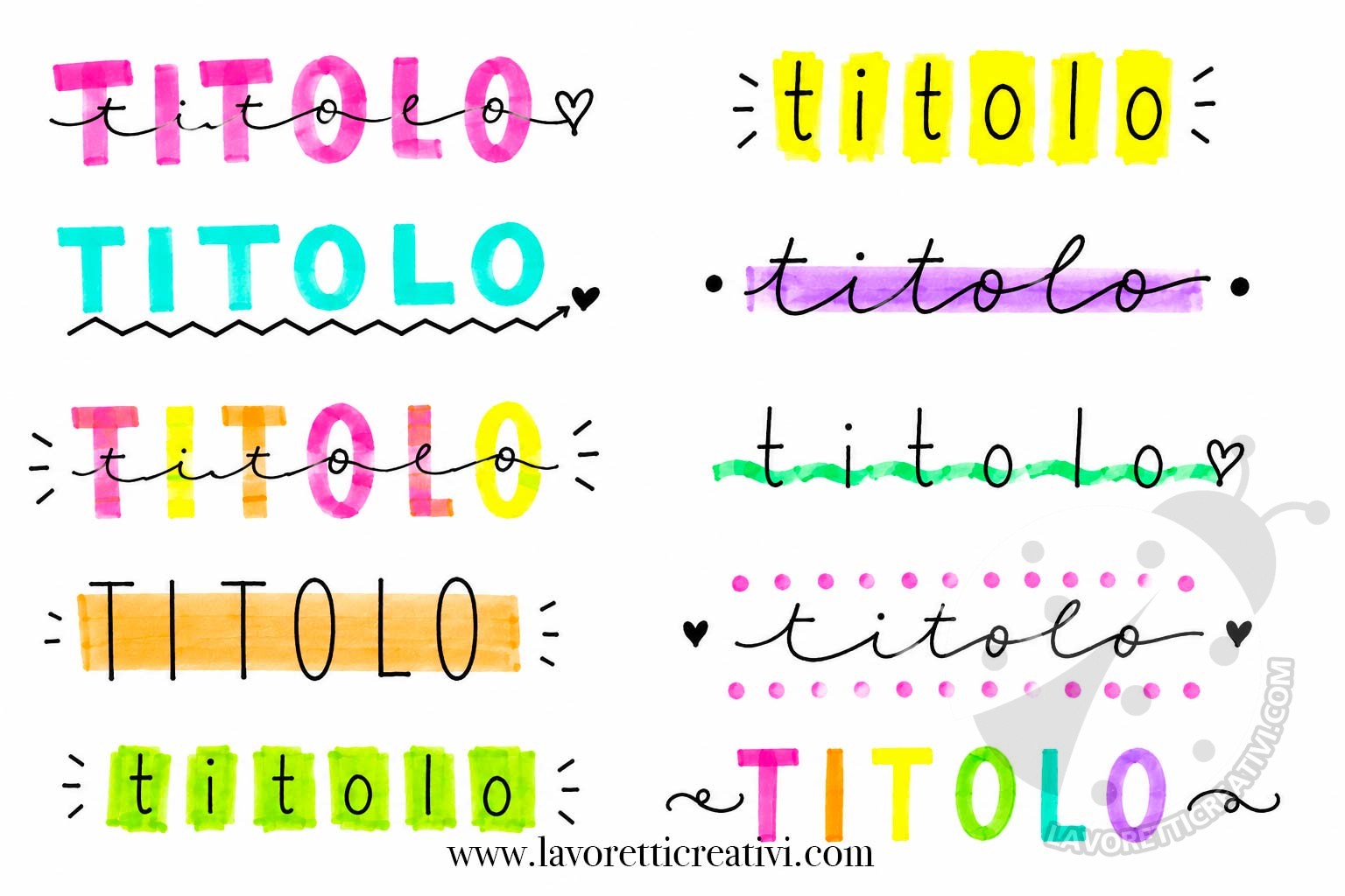 titoli carini con evidenziatori