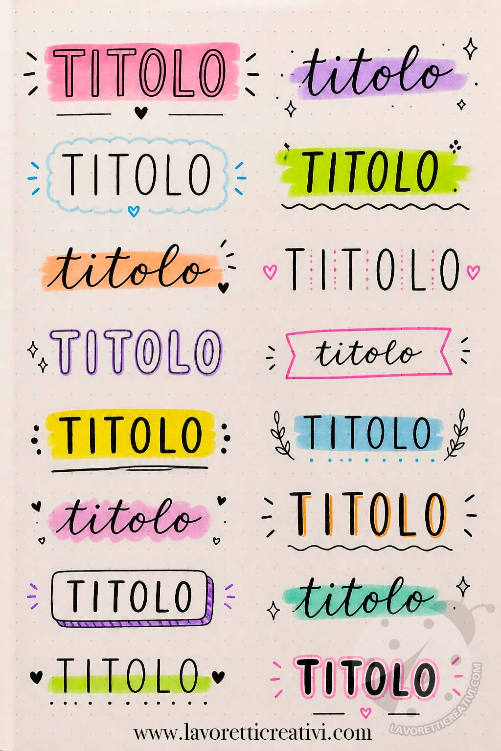 titoli con evidenziatori facili