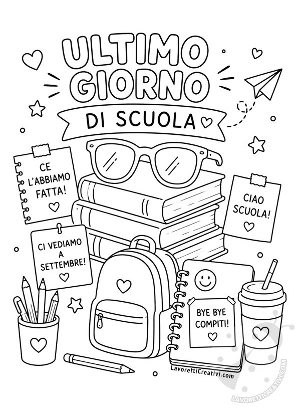 ultimo giorno di scuola da colorare
